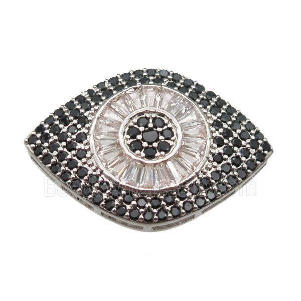 copper eye beads paved zircon, platinum plated