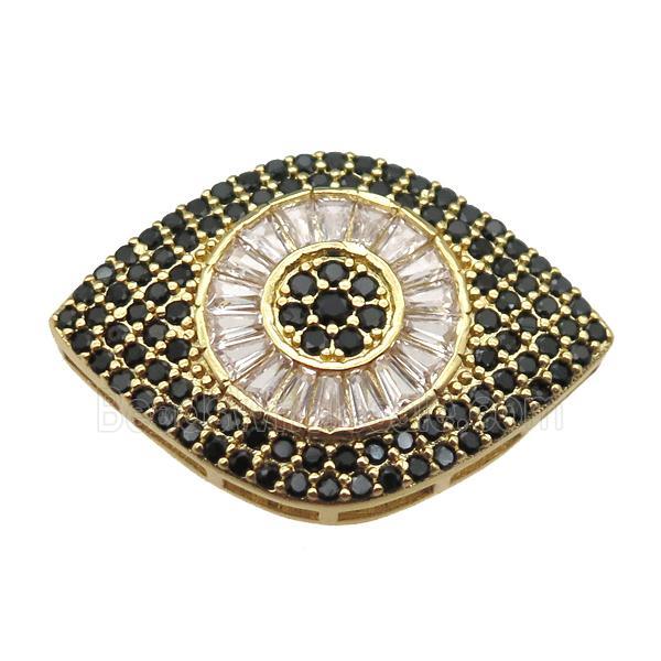 copper eye beads paved zircon, gold plated
