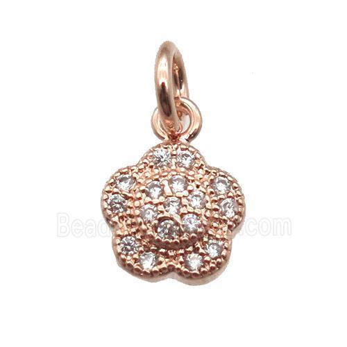 copper flower pendant paved zircon, rose gold