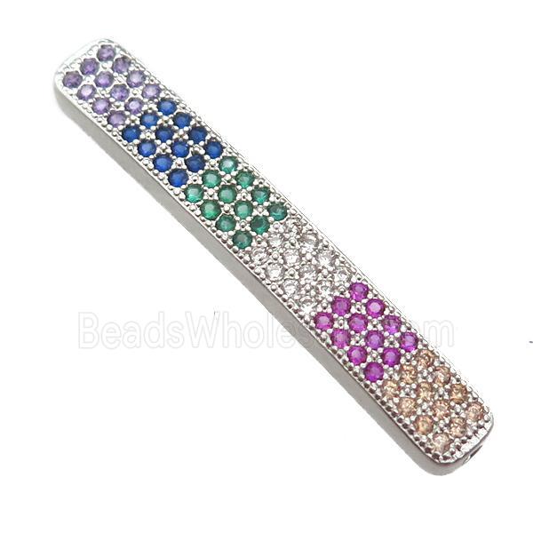copper tube beads paved zircon, platinum plated