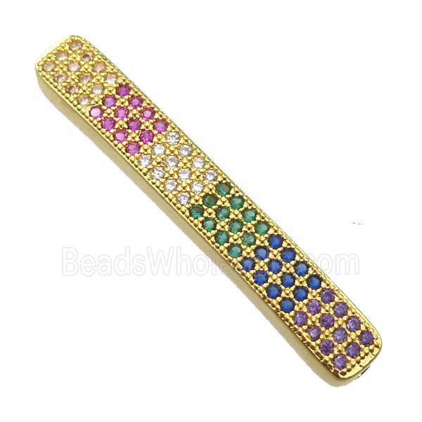 copper tube beads paved zircon, gold plated