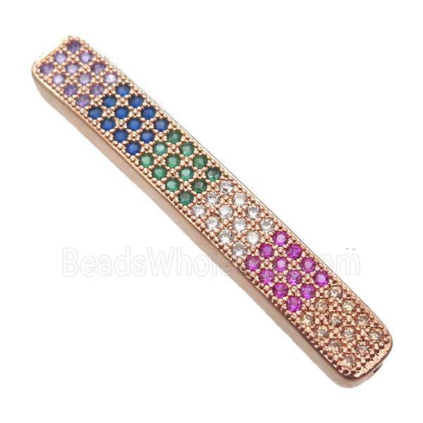 copper tube beads paved zircon, rose gold