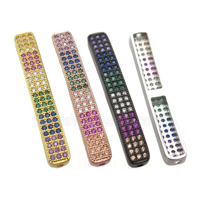 copper tube beads paved zircon, mixed color