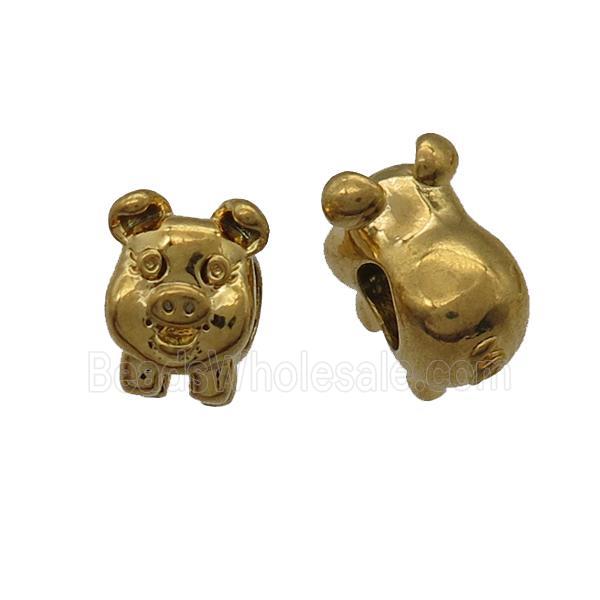 copper pig beads, large hole, gold plated