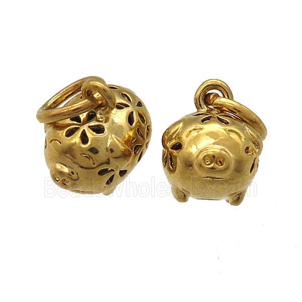 copper pig pendants, gold plated
