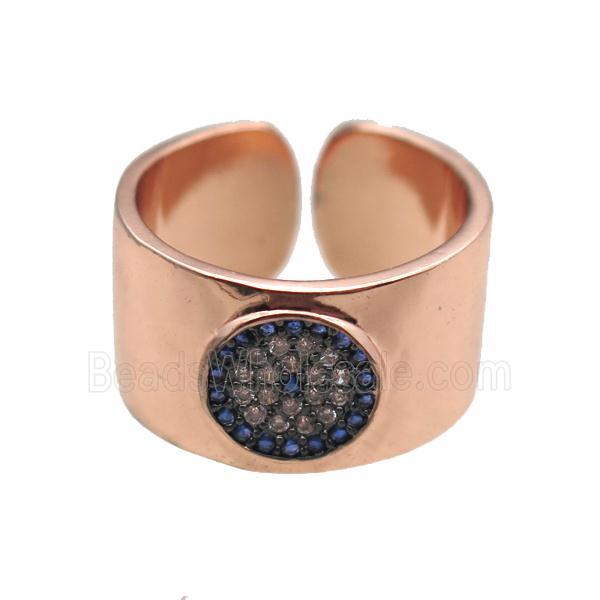copper ring paved zircon, rose gold