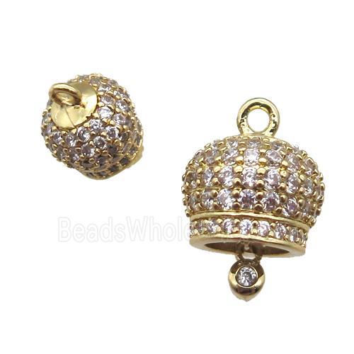 copper bellcaps pendant paved zircon, gold plated