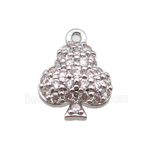 copper tree pendant paved zircon, platinum plated