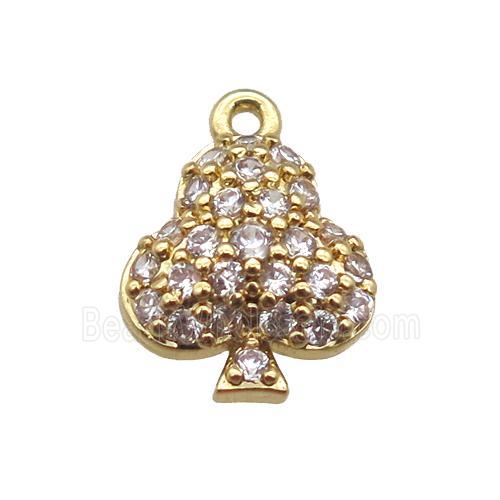 copper tree pendant paved zircon, gold plated