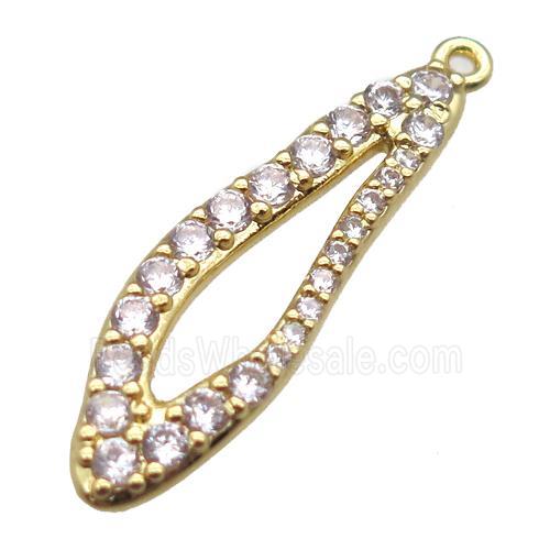 copper pendant paved zircon, gold plated