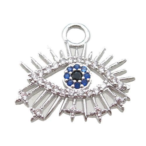copper eye pendant paved zircon, platinum plated