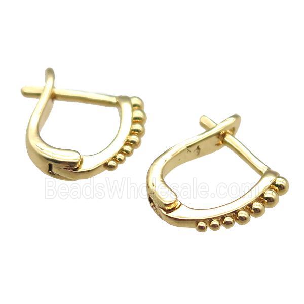 copper Latchback Earrings, gold plated