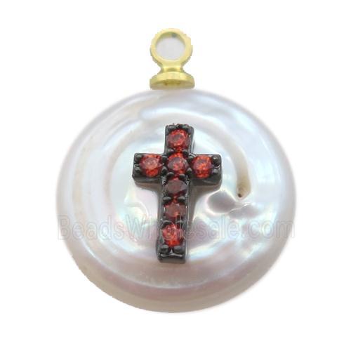 natural pearl pendant paved zircon