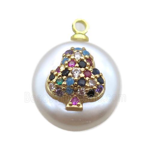 natural pearl pendant paved zircon