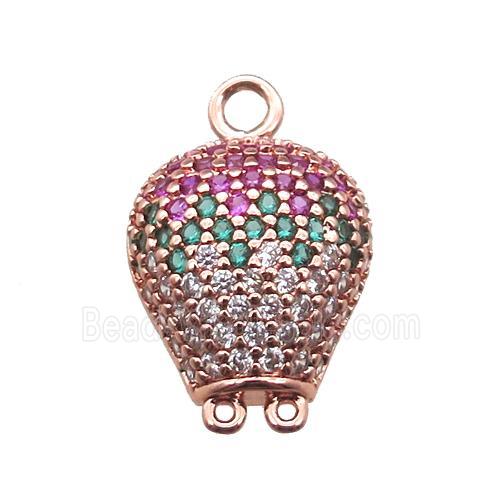 copper balloon pendant paved zircon, rose gold