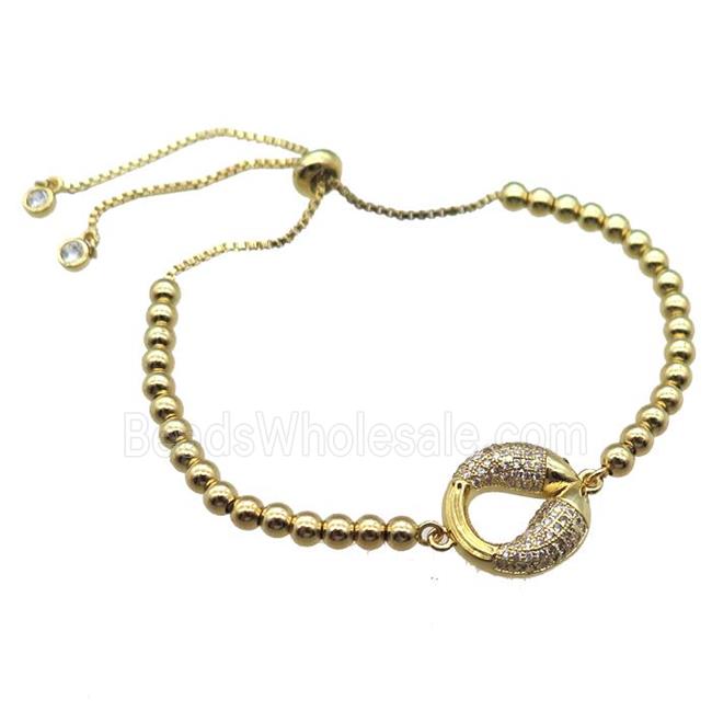 copper bracelet paved zircon, gold plated
