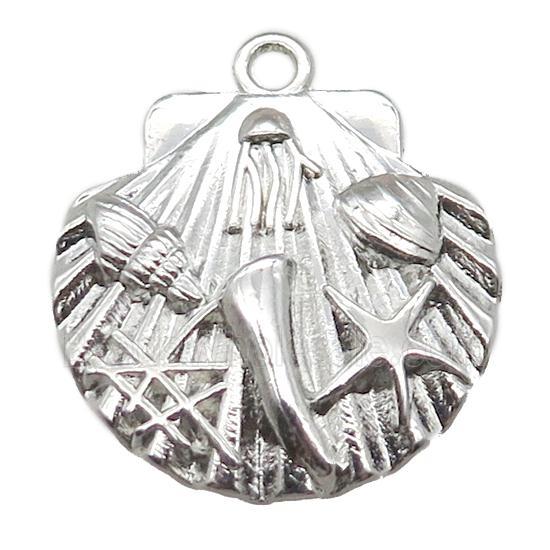 copper pendant, shelled, platinum plated