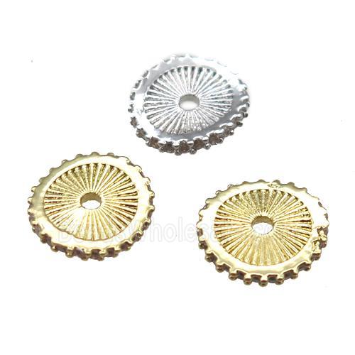 copper beads spacer paved zircon, circle, mixed color