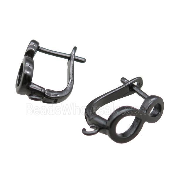 copper Latchback Earrings, infinity, black plated