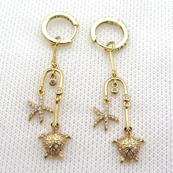 copper Hoop Earring paved zircon, gold plated