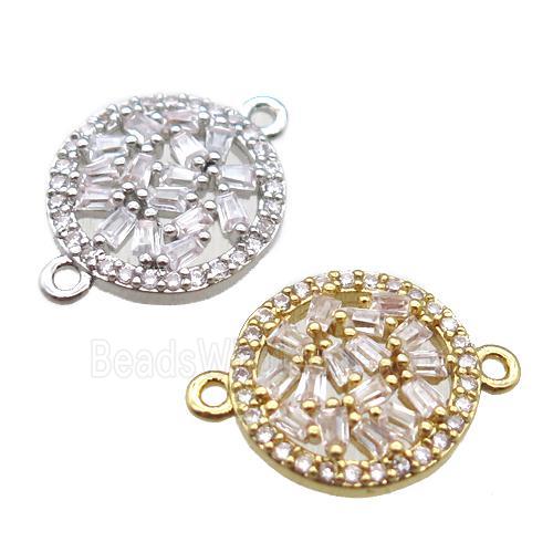 copper circle connector paved zircon, mix color