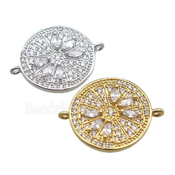 copper circle connector paved zircon, mix color