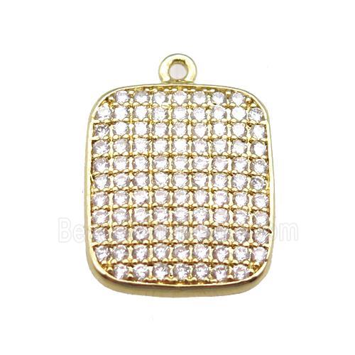 copper rectangle paved zircon, gold plated