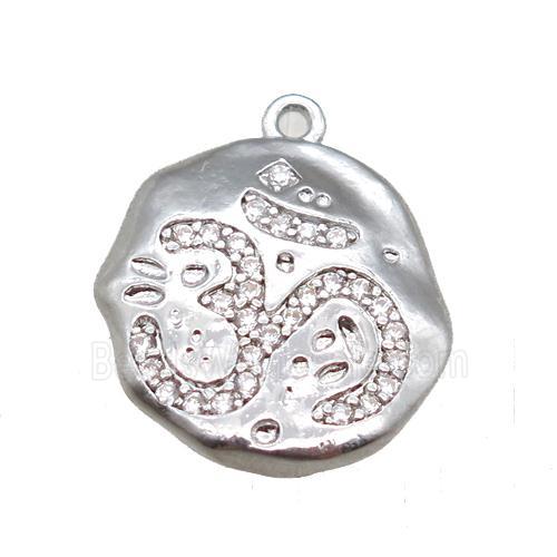 copper pendant paved zircon, platinum plated