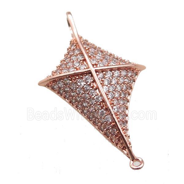 copper connector paved zircon, rose gold