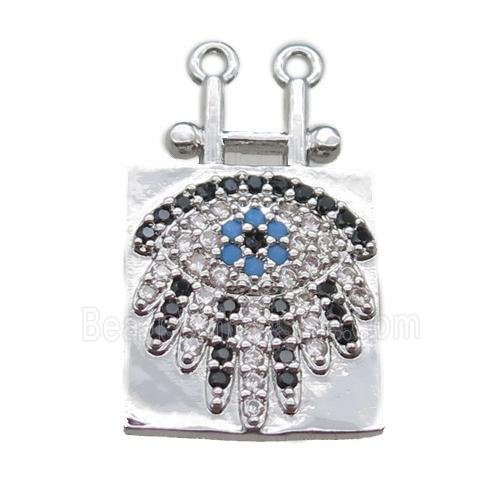 copper eye pendant paved zircon, platinum plated