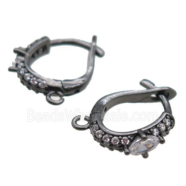 copper Latchback Earrings paved zircon, black plated