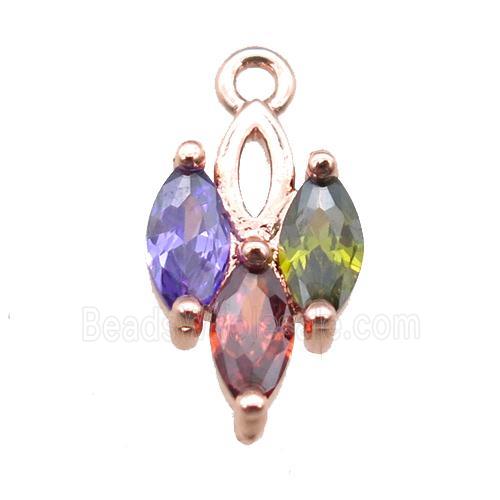 copper pendant paved zircon, rose gold