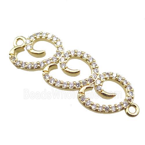 copper connector paved zircon, gold plated