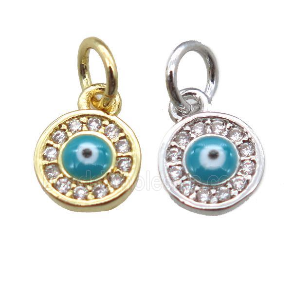 copper circle eye pendant paved zircon, mixed