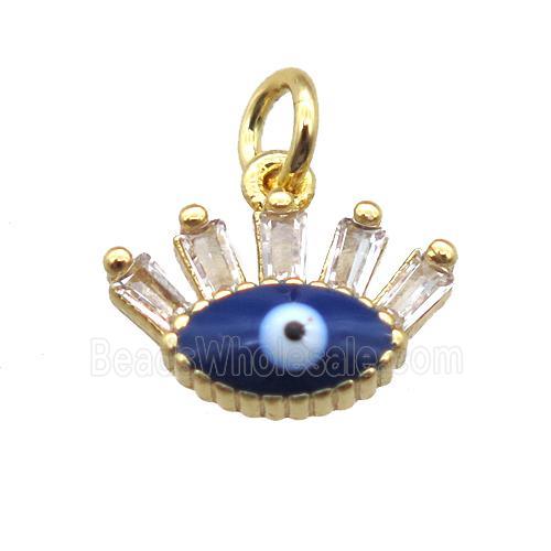 copper eye pendant paved zircon, gold plated