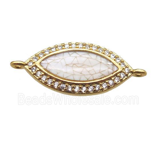 copper eye connector paved zircon with shell, gold plated