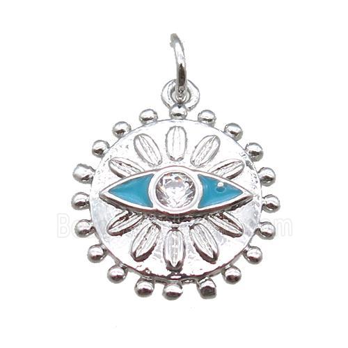 copper eye pendant paved zircon, platinum plated