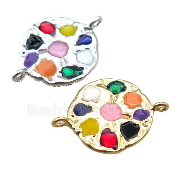 copper circle connector with gemstone, mixed color