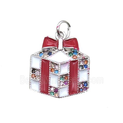 copper Christmas gift pendant paved zircon, platinum plated