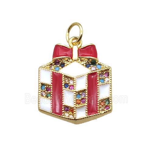 copper Christmas gift pendant paved zircon, gold plated