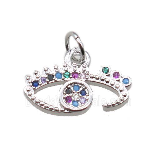 copper eye pendant paved zircon, platinum plated