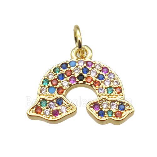 copper rainbow pendant paved zircon, gold plated