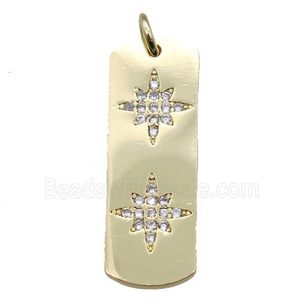 copper pendant paved zircon, northstar, gold plated