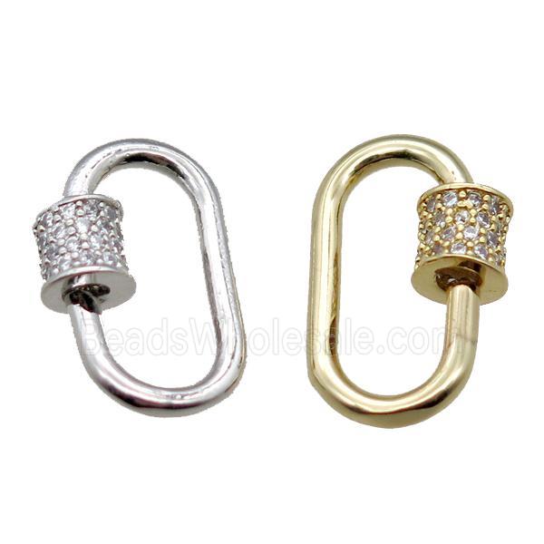 copper carabiner lock pendant paved zircon, mixed color