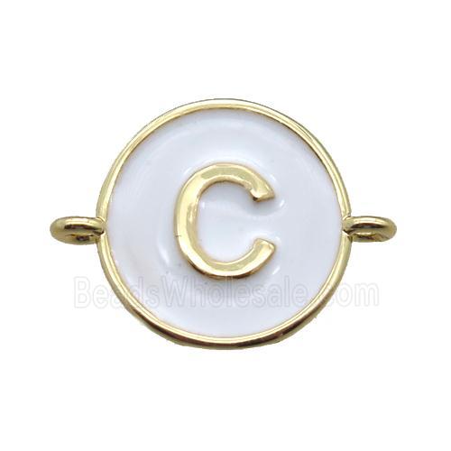 white enameling copper letter-C connector, gold plated