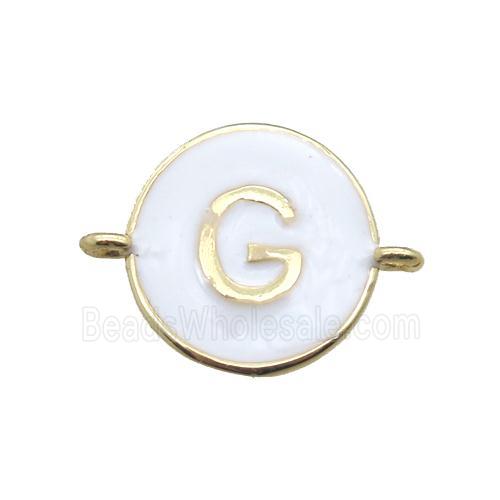 white enameling copper letter-G connector, gold plated