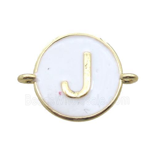 white enameling copper letter-J connector, gold plated
