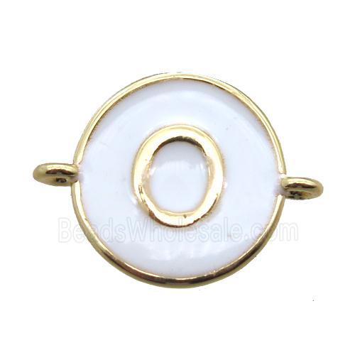 white enameling copper letter-O connector, gold plated