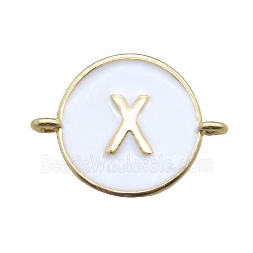 white enameling copper letter-X connector, gold plated