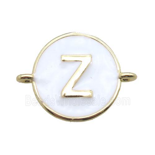 white enameling copper letter-Z connector, gold plated